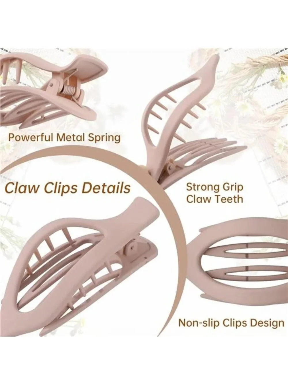 French hair clips set 6pcs side slide volume clips no slip grip for thick thin h